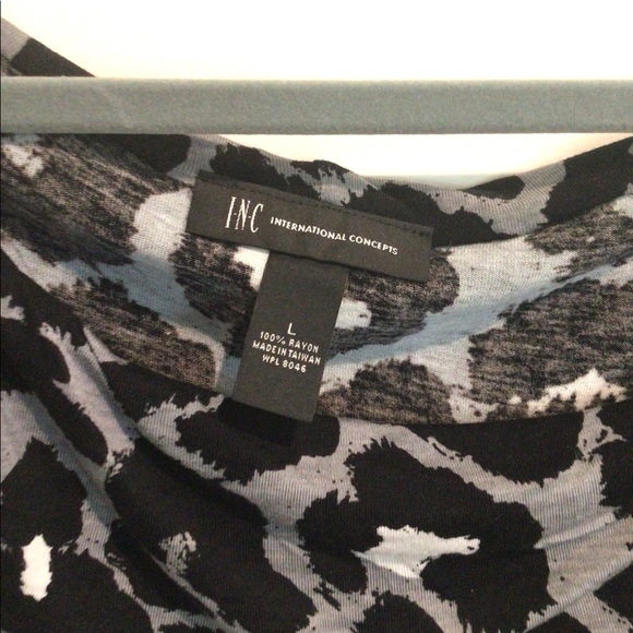 INC Black Animal Print Top Shirt L Large - Picture 2 of 3